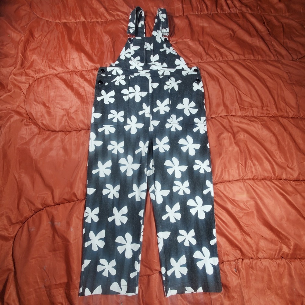 Of One Sea Youth Size 11/12 Overalls Black Plumeria Girls Teen‎ Tween